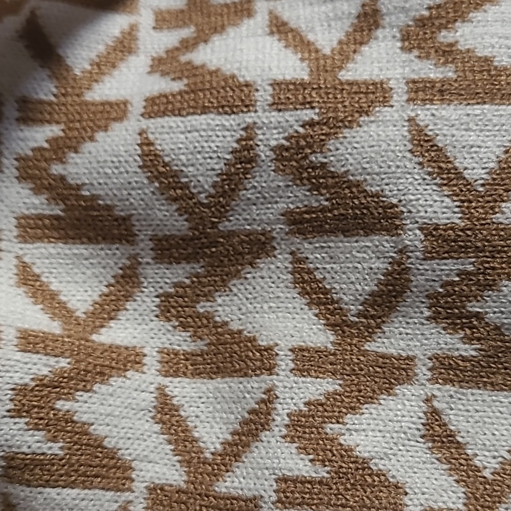 Michael Kors Bordered MK Logo Print Muffler Scarf, Camel/Cream - Picture 3 of 5